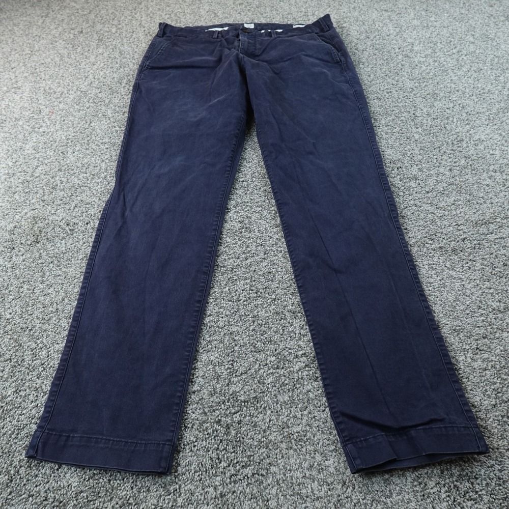 Gap Pants Mens 36X34 Blue Athletic Khaki Chino Trouser Flat Front Stretch‎ Work
